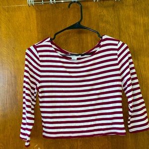 Red and White Striped Crop Top - SIZE M